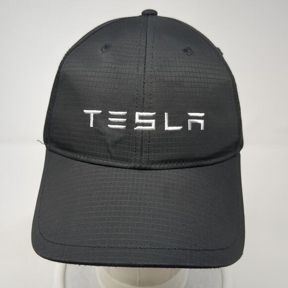 Tesla Strapback Hat Black One Size Adjustable Embroidered 6 Panel - Picture 2 of 9